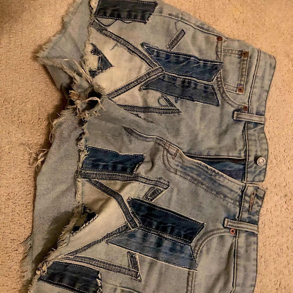 Unique Patchwork Jean Shorts